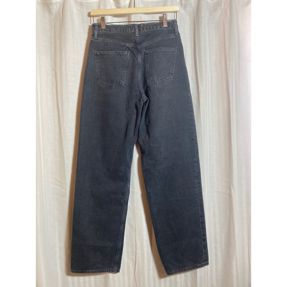 Agolde Baggy High Rise Wide Leg Jeans Faded Black Wash Pleated Denim Size 24 - Picture 2 of 9